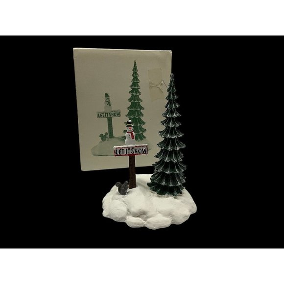 Dept 56 Snow Village Accessory Vintage Let It Snow Snowman Sign in Original Box - Picture 13 of 16